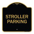 Signmission Designer Series Sign-Stroller Parking, Black & Gold Aluminum Sign, 18" x 18", BG-1818-22831 A-DES-BG-1818-22831